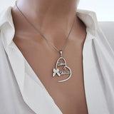 Personalized Box Butterfly Heart Pendant Necklace