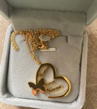 Personalized Box Butterfly Heart Pendant Necklace