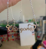 Big Heart Name Necklace Stainless Steel Jewelry Choker Necklaces