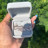 Box Butterfly Name Necklace Stainless Steel Crown Nameplate Pendant