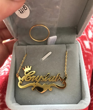 Box Butterfly Name Necklace Stainless Steel Crown Nameplate Pendant