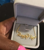 Cursive Name Heart Necklace Pendant Stainless Steel Name Necklace