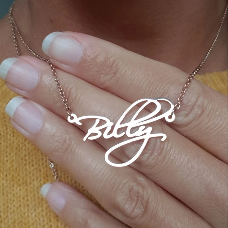 Cursive Name Necklace Personalized Stainless Steel Choker