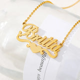 Double Ribbon Heart Name Necklace Personalized Pendant Necklace