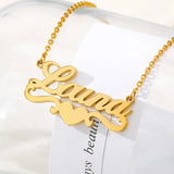 Double Ribbon Heart Name Necklace Personalized Pendant Necklace