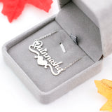 Double Ribbon Heart Name Necklace Personalized Pendant Necklace