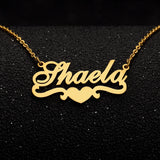Double Ribbon Heart Name Necklace Personalized Pendant Necklace
