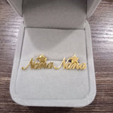 Personalized Heart Name Earrings Jewelry Moon Star Crown Stud For Women Girl