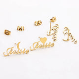 Personalized Heart Name Earrings Jewelry Moon Star Crown Stud For Women Girl