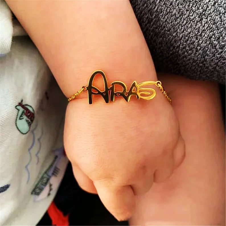 Stainless Steel Nameplate Bracelet for Baby Kids