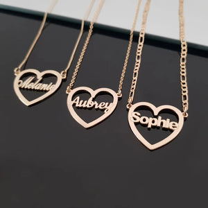 Heart Necklace Personalized Stainless Steel Nameplate Pendant Necklace