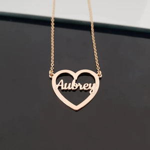 Heart Necklace Personalized Stainless Steel Nameplate Pendant Necklace
