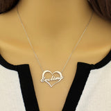 Heart Necklace Personalized Stainless Steel Nameplate Pendant Necklace
