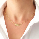Box Name Necklace Hollow Nameplate Pendant Necklace Stainless Steel