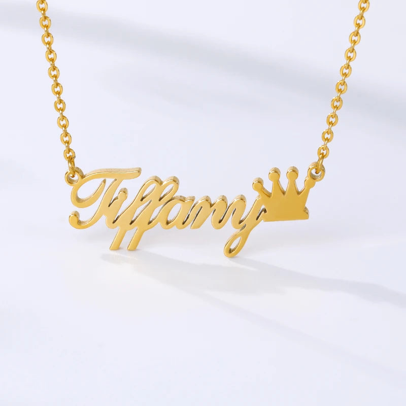Crown Necklace Box Name Jewelry Stainless Steel Personalized