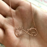 Personalized Double Name Necklace Boho Heart Infinity Stainless Steel Jewelry