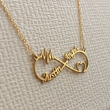 Personalized Double Name Necklace Boho Heart Infinity Stainless Steel Jewelry