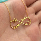 Personalized Double Name Necklace Boho Heart Infinity Stainless Steel Jewelry