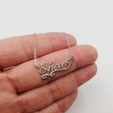 Box Name Necklace Personalized Ribbon Heart Pendant Necklace