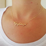 Box Name Necklace Personalized Ribbon Heart Pendant Necklace