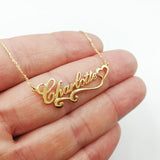 Box Name Necklace Personalized Ribbon Heart Pendant Necklace