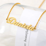 Box Name Necklace Personalized Stainless Steel Choker Nameplate Pendant