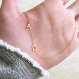 Sideways Letters Necklace Stainless Steel, Initials Necklace Friendship