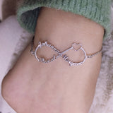 Stainless Steel Infinity Name Bracelet with Heart Charm