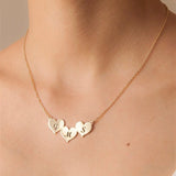 Three Heart Letters Necklace Stainless Steel Engraved Jewelry