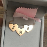 Three Heart Letters Necklace Stainless Steel Engraved Jewelry