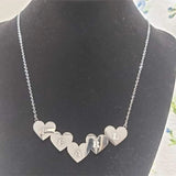 Three Heart Letters Necklace Stainless Steel Engraved Jewelry