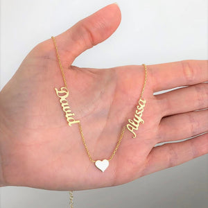 Couple Name Heart Necklace Stainless Steel Jewelry