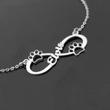 Paw Print Infinity Name Necklace Stainless Steel