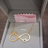 Paw Print Infinity Name Necklace Stainless Steel