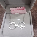 Paw Print Infinity Name Necklace Stainless Steel