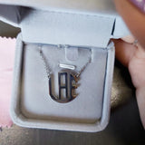 Block Monogram Initials Necklace Personalized Name Jewelry Collar Necklace