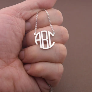 Block Monogram Initials Necklace Personalized Name Jewelry Collar Necklace
