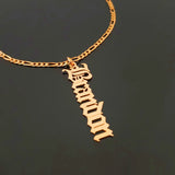 Gothic Vertical Old English Nameplate Choker Necklace Vintage Jewelry