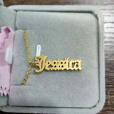 Gothic Vertical Old English Nameplate Choker Necklace Vintage Jewelry