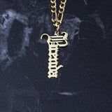Gothic Vertical Old English Nameplate Choker Necklace Vintage Jewelry