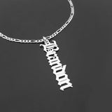 Gothic Vertical Old English Nameplate Choker Necklace Vintage Jewelry