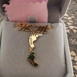Baby Feet Pendant Name Necklace MOM Heart Necklace