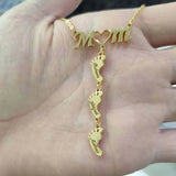 Baby Feet Pendant Name Necklace MOM Heart Necklace