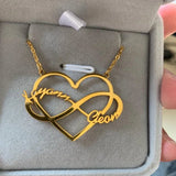Personalized Boho Infinity Name Necklace Jewelry Double Name Heart Necklace