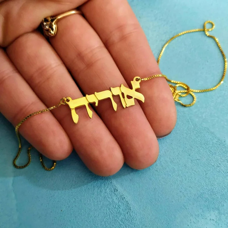 Personalized Hebrew Name Necklace Stainless Steel Choker Jewelry
