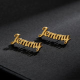 Custom Name Stud Earrings Personalized Initials Letters Nameplate Jewelry
