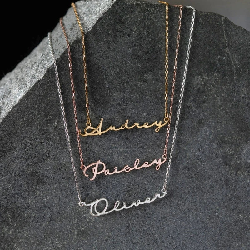 Custom Handwriting Style Name Necklace for Women