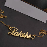 Personalized Name Necklace Double Empty Heart Nameplate Pendant Necklace