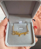 Personalized Name Necklace Double Empty Heart Nameplate Pendant Necklace