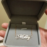 Personalized Name Necklace Double Empty Heart Nameplate Pendant Necklace